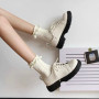 New College Style Small Leather Shoes for Women's Retro Fashion Lace up Cute Single Shoes