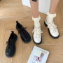 New College Style Small Leather Shoes for Women's Retro Fashion Lace up Cute Single Shoes