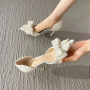 Brand Designer High Heels Luxury Pearl Crystal Bowtie Women Pumps Thin Heeled Shoes