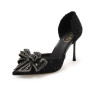 Brand Designer High Heels Luxury Pearl Crystal Bowtie Women Pumps Thin Heeled Shoes