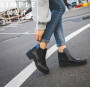 Women's Boots Round Head Thick Sole PU Leather Waterproof Ankle Boots