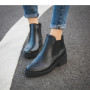 Women's Boots Round Head Thick Sole PU Leather Waterproof Ankle Boots