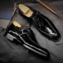 Retro Black Men Loafers Pu Leather Square Toe Slip-On Business Formal Shoes Handmade Dress Shoes Size 38-48