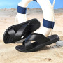 Men Leather Slippers High Quality Big Size 47 Slip on Light Flats Flip Flops
