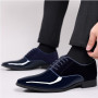 Blue Patent Leather Shoes for Men Casual Business Shoes Lace Up Oxfords