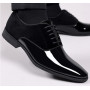 Blue Patent Leather Shoes for Men Casual Business Shoes Lace Up Oxfords