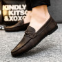 Men's Flats Casual Breathable Leather Shoes Soft Soles Large Size Loafers