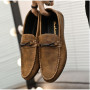 Men's Flats Casual Breathable Leather Shoes Soft Soles Large Size Loafers