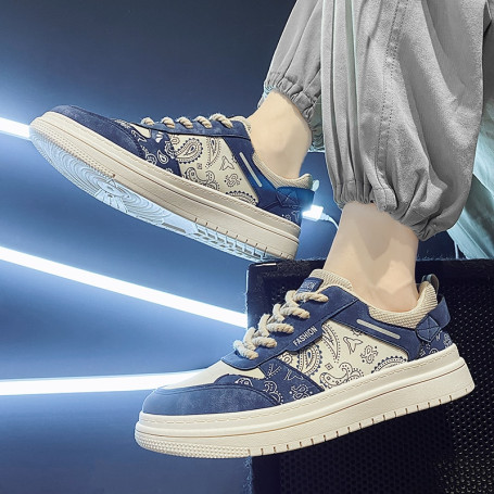 Luxury Brand Design Sneakers For Men Fashion Printing Board-shoe Thick Soled Lace Up Lightweight Walking Shoes