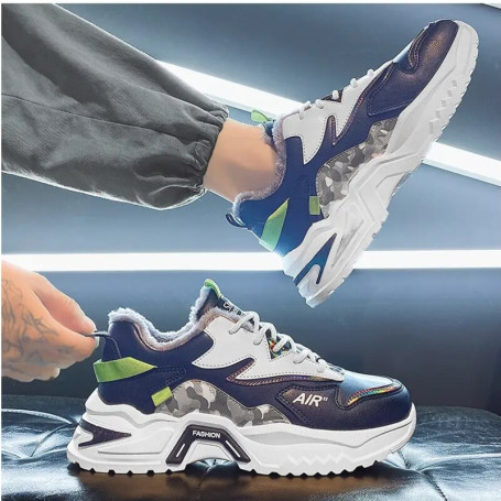 Men Fashion Boots Man High Top Plush Shoes Casual Sport Shoes Warm Cotton Shoes