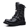 Men's Fashion Mid-Calf Punk Rock Punk PU Leather Black High Top Casual Boot Steel Toe Shoes Big Size 39-46