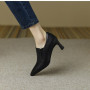 Women High Heels Solid Color Leather Shoes Platform Non-slip
