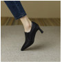 Women High Heels Solid Color Leather Shoes Platform Non-slip