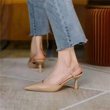Medium Heel Solid Pointed Toe Ladies Heels Office Luxury Casual Elegant Shoes Pumps