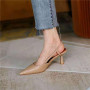 Medium Heel Solid Pointed Toe Ladies Heels Office Luxury Casual Elegant Shoes Pumps