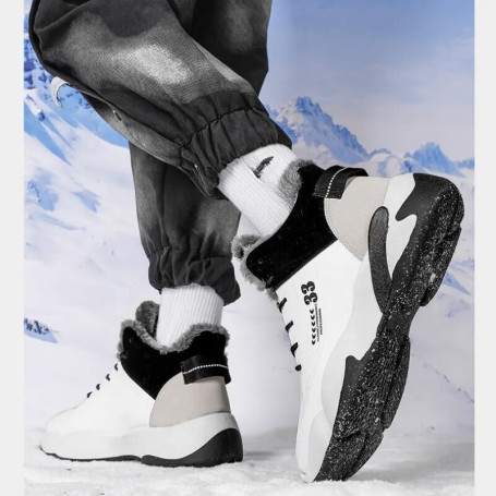 Men Sneakers High Top Lace Up Ankle Sport Shoes Basketball Plush Casual Sneakers