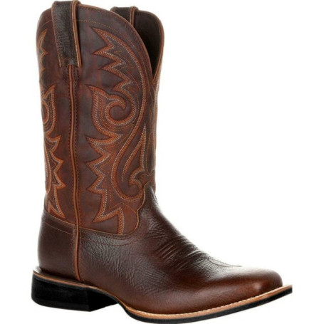 Casual Leather Boots Men Women Embroidery Retro High Tube Casual US Style Western Cowboy Boots Plus Size 48