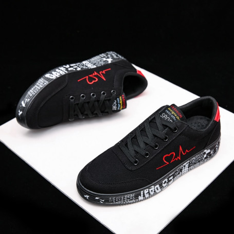 Women Vulcanized Shoes Fashion Sneakers Lace-up Casual Shoes Breathable Canvas Shoes Graffiti Flat Shoes