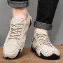 Men Fashion Genuine Leather Loafers Breathable Lace Up Comfortable Casual Shoes Outdoor Men Sneakers Flat Shoes