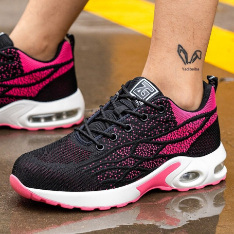 Air Cushion Work Sneakers Men Women Safety Shoes Steel Toe Work Shoes Breathable Anti-Smash Indestructible Shoes Safety Sneakers