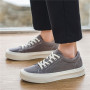 Men's Leisure Sneakers Round Toe Lace Up Non-slip Canvas Shoes Korean Style Comfort Walking Flats
