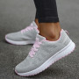Women's Fashion Breathable Trainers Comfortable Sneaker Mesh Fabric Lace Up Shoes