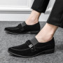 New Designer Pointed Suede Leather Shoes For Men Black Formal Monk Strap Loafers