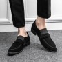 New Designer Pointed Suede Leather Shoes For Men Black Formal Monk Strap Loafers