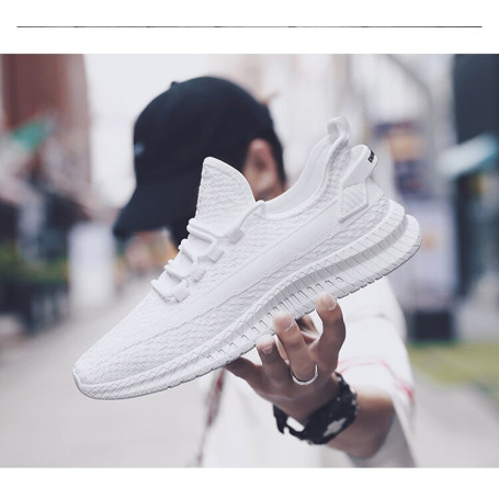 Men Lace Up Flat Shoes Mesh Vulcanize Fashion Breathable Sneakers