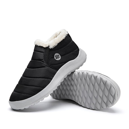 Women Shoes Plush Fur Ankle Boots Slip On Flat Casual Shoes Waterproof Ultralight Footwear