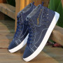 Men Casual Canvas Shoes High Top Vulcanized Sneakers Flats Lace-up Shoes