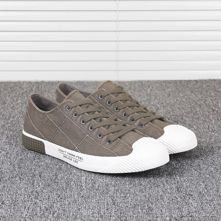 Canvas Shoes Plaid Flat Shoes Men Lace-up Breathable Casual Shoes