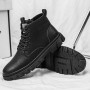 New Trend Black Men's Motorcycle Boots Outdoor Casual Leather Shoes Comfy Antiskid Ankle Boots Leisure Walking Footwear