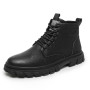 New Trend Black Men's Motorcycle Boots Outdoor Casual Leather Shoes Comfy Antiskid Ankle Boots Leisure Walking Footwear
