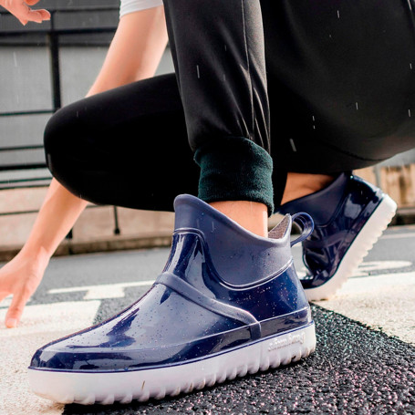 Men Fashion Rainboots Waterproof Non Slip Thick Sole Rubber Ankle Boots Plus Size