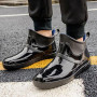 Men Fashion Rainboots Waterproof Non Slip Thick Sole Rubber Ankle Boots Plus Size