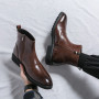 Men's Chelsea Boots Genuine Leather Dress Boots Pointed High-top Formal Shoes Size 38-46