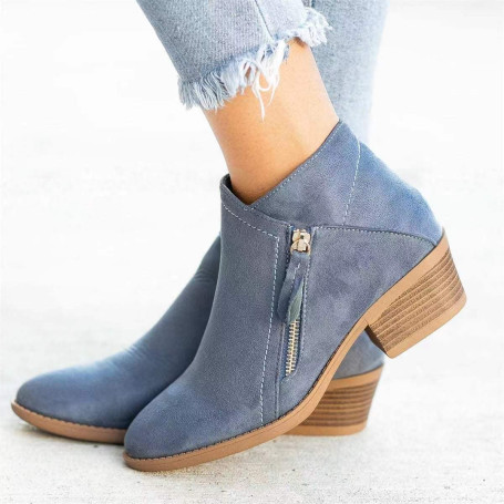 Fashion Woman Wedge Heel Zipper Boots Ankle High-top Suede Leather Shoes Casual Shoe