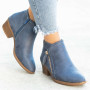 Fashion Woman Wedge Heel Zipper Boots Ankle High-top Suede Leather Shoes Casual Shoe