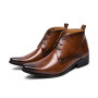 Retro Pointed Toe Leather Boots for Men High-top Dress Shoes Men Lace-up Western Boots