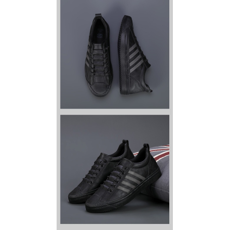 Men's Flat Shoes Breathable Leather Casual Sneakers Lace-up Shoes