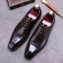 Men Loafers Shoes Square Toe Lace Up Oxfords Dress Leather Shoes Casual Shoes