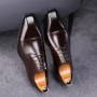 Men Loafers Shoes Square Toe Lace Up Oxfords Dress Leather Shoes Casual Shoes