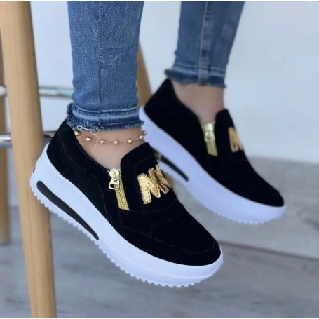 Women Casual Sneakers Platform Side Zipper M Printed Vulcanized Shoes Plus Size Fashion Shoes