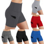 Women Gym Shorts High Waist Lifting Push Up Tight Cycling Sports Leggings + Phone Pocket Jogging Running Fitness Short Pant