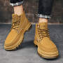 Men High Top Boots Fashion Motorcycle Ankle Military Non-slip Boots Lace-Up Shoes