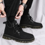 Men High Top Boots Fashion Motorcycle Ankle Military Non-slip Boots Lace-Up Shoes