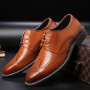 High Quality Genuine Leather Men Brogues Shoes Lace-Up Business Dress Men Oxfords Formal Shoes