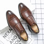 Men Shoes Sole Fashion Business Casual Party Banquet Daily Retro Carved Lace-up Brogue Dress Shoes