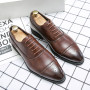 Men Shoes Sole Fashion Business Casual Party Banquet Daily Retro Carved Lace-up Brogue Dress Shoes